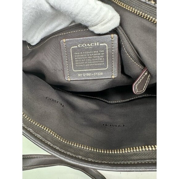 COACH TAYLOR PURSE Khaki & brown Signature C Jacquard Shoulder Tote Bag 37229 - Picture 10 of 11